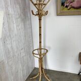 Vintage rattan coat rack