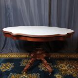 Violin table in mahogany and marble, 19th century