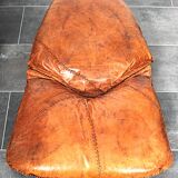 Brutalist oak lounge chair and ottoman, 1970s, set of 2