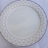 Ensemble 4 assiettes plates blanche et bleu