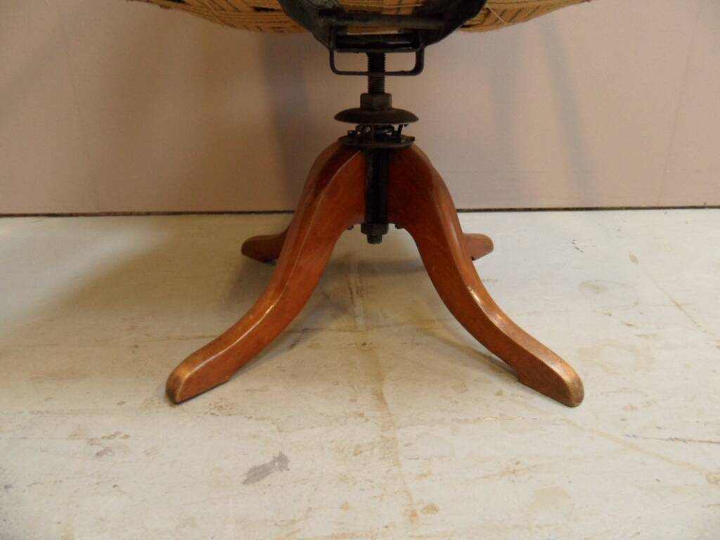 Chaise de bureau vintage en merisier et cuir