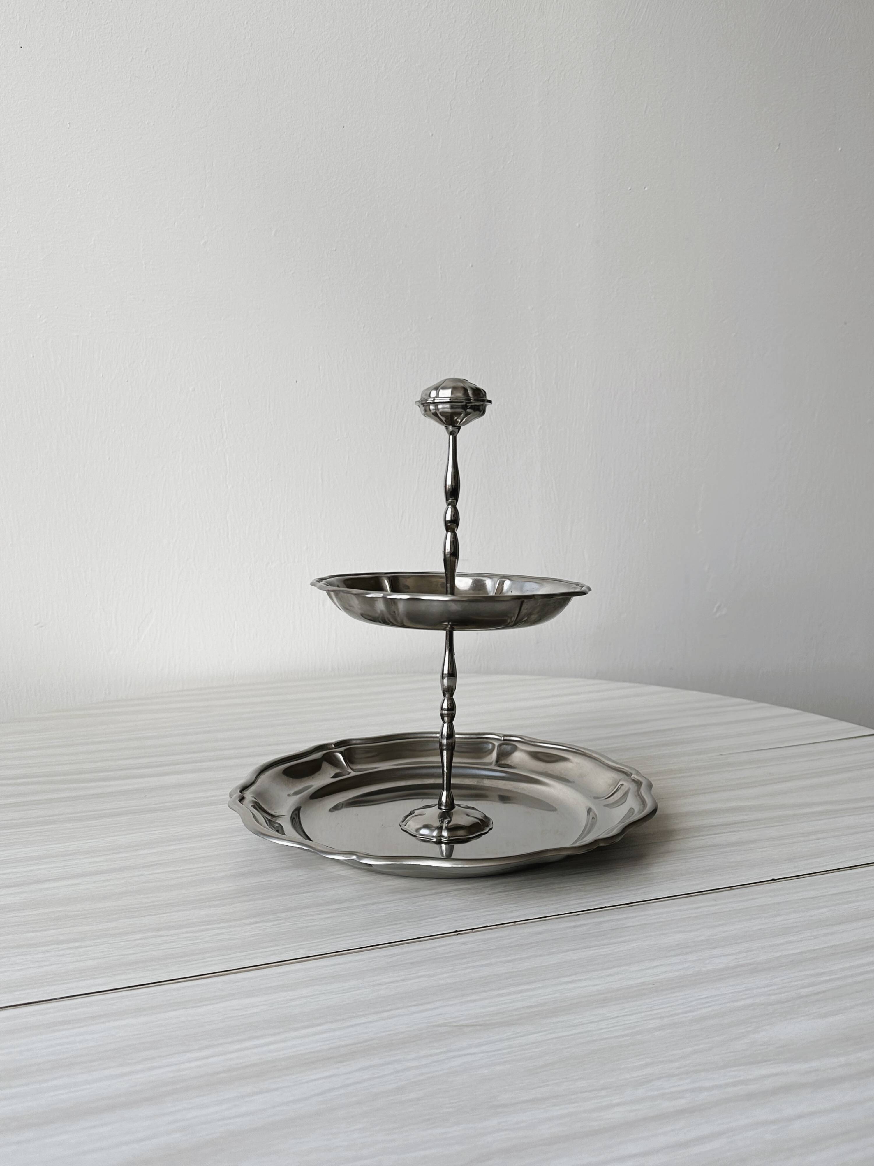 Servant display with two trays in stainless steel Jean Couzon