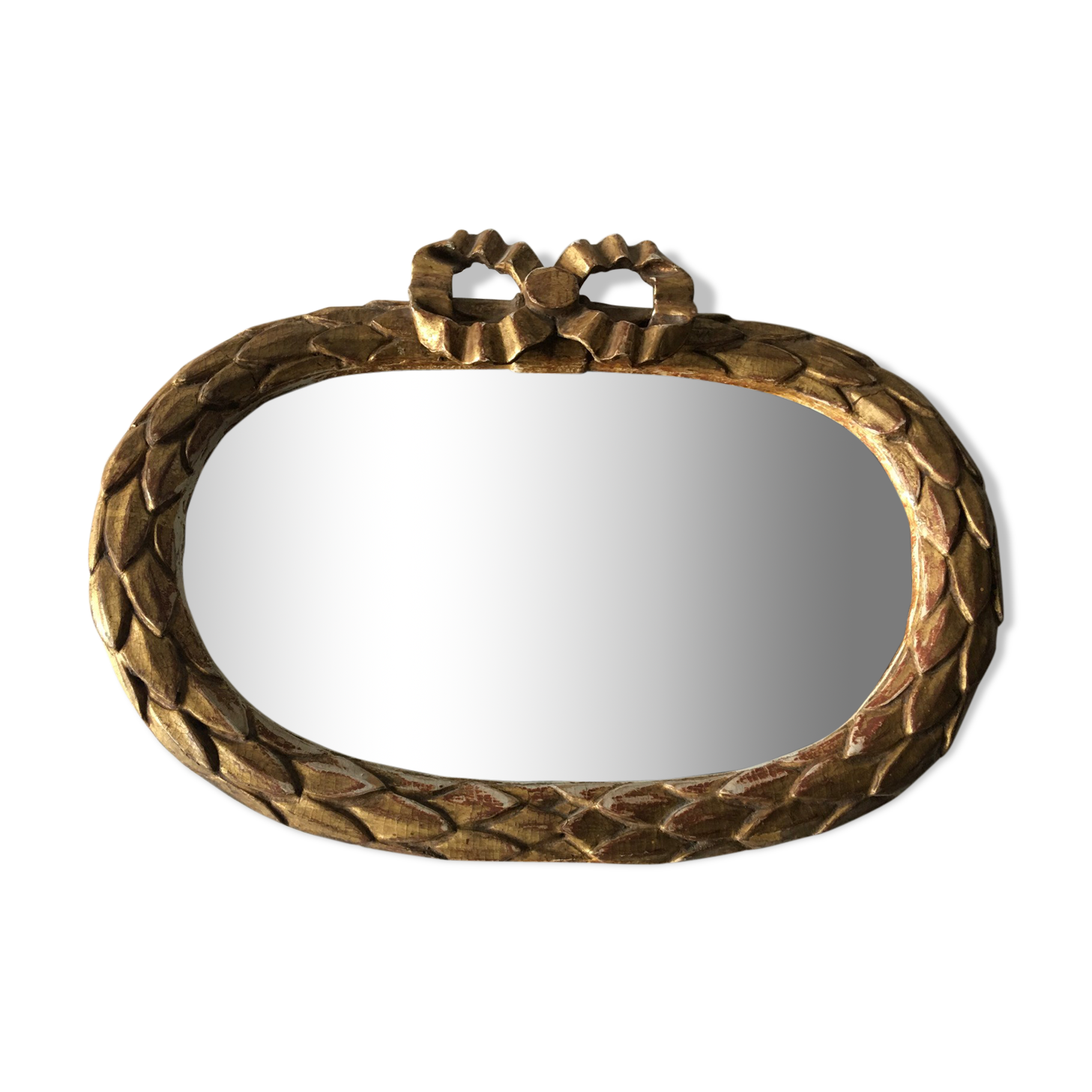Louis XVI-style gilded wooden vintage mirror 38x27cm