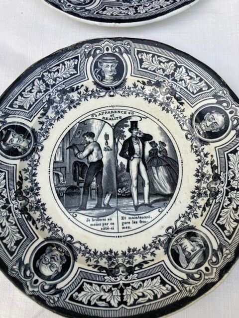 4 talking plates Old man XIXth