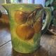 Magnificent rare Pichet Broc Saint Amand 1900 Orange Barbotine