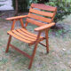 Mid century patinated wood folding garden or patio elbow chair, 1960s