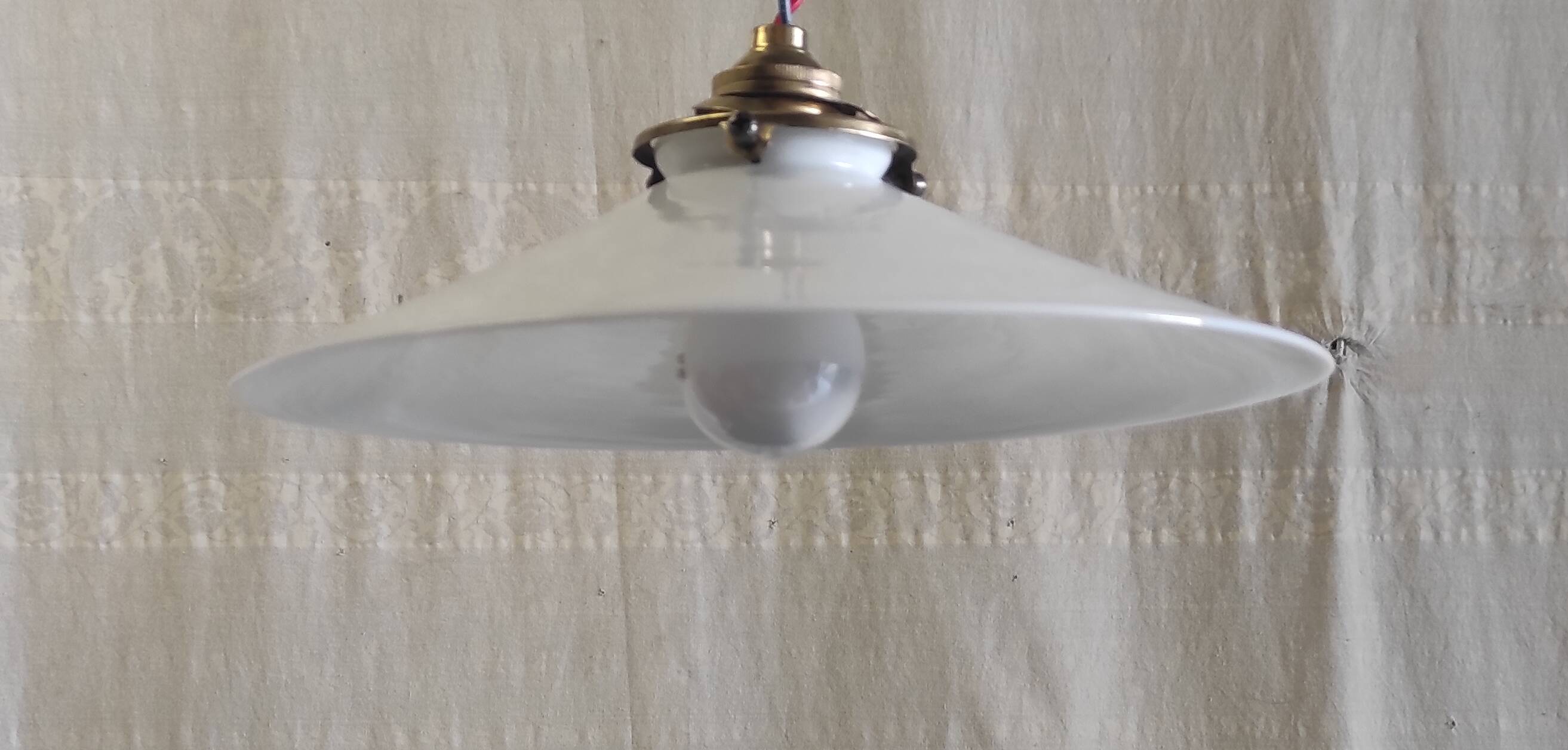 Opaline lampshade with brass claw, mid-20th century