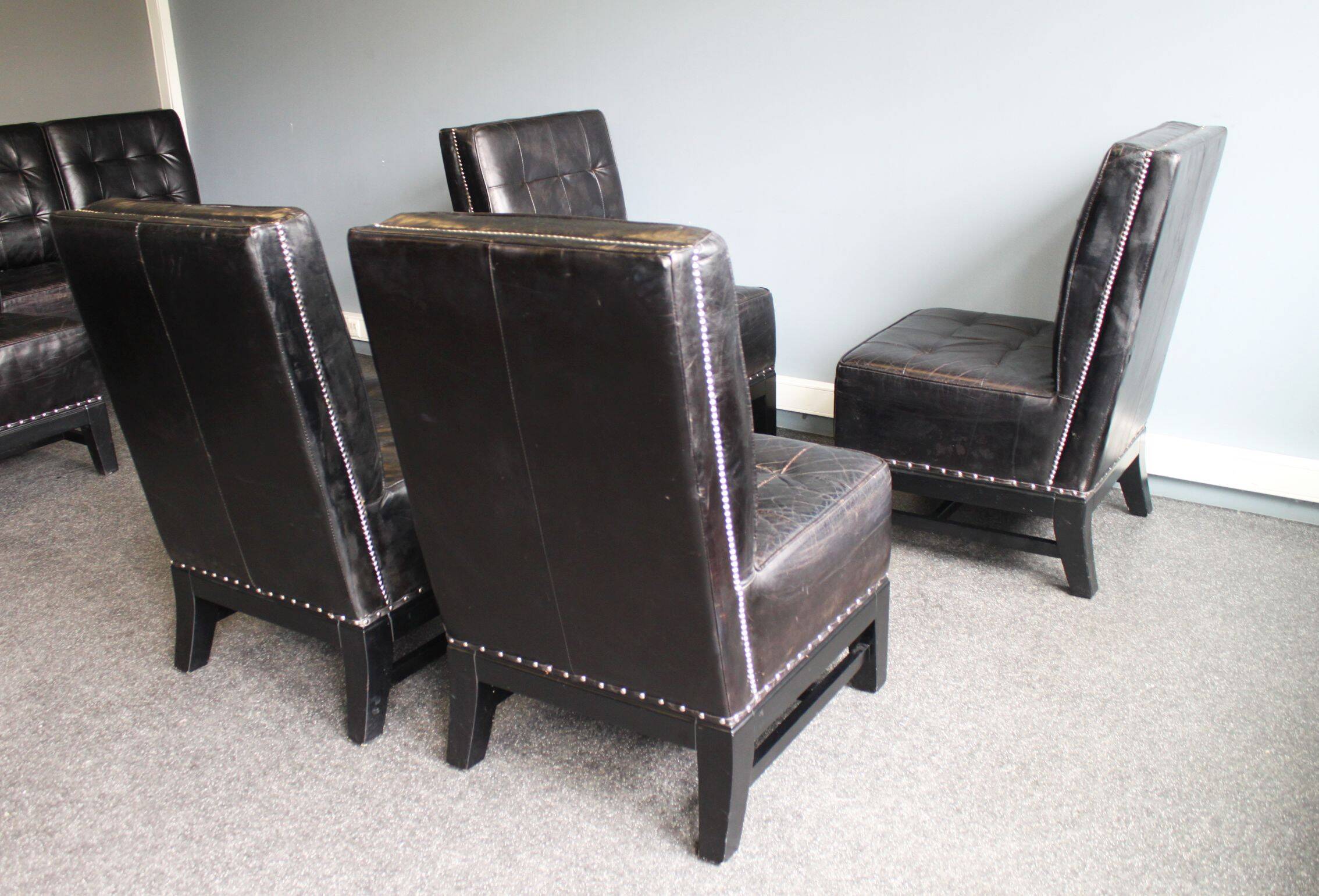 Modern black leather armchair, 20th century.