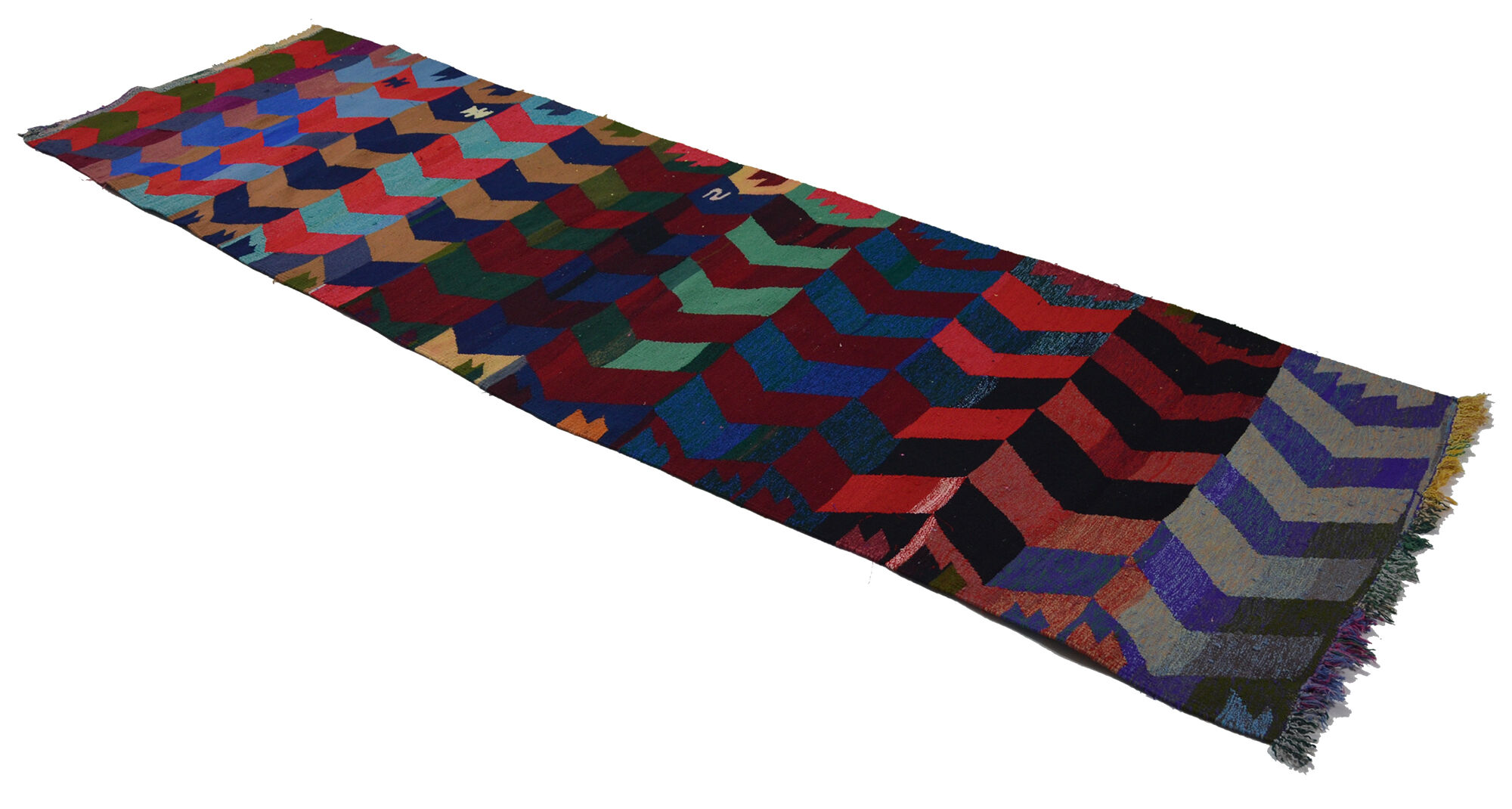 Anatolian handmade kilim rug 340 cm x 110 cm