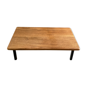 Coffee table metal base and exotic wood top