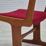 1970s, set of 4 reupholstered Danish chairs, Farsø Møbelfabrik, teak wood, furniture velour.