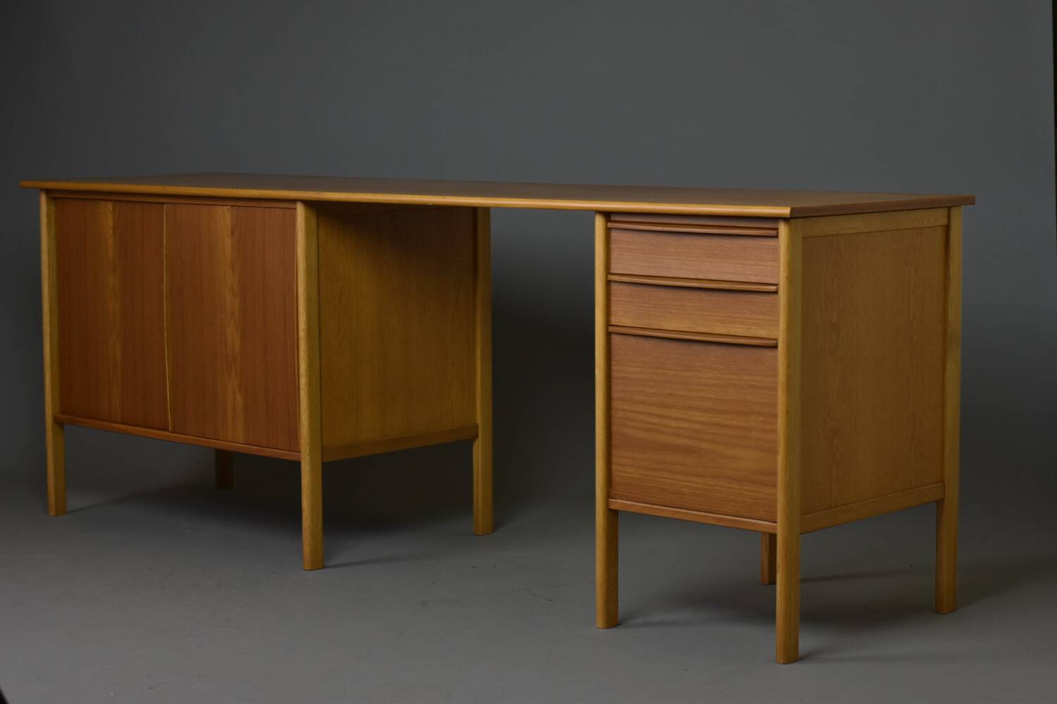 Scandinavian teak & oak desk-sideboard 1950s/60s