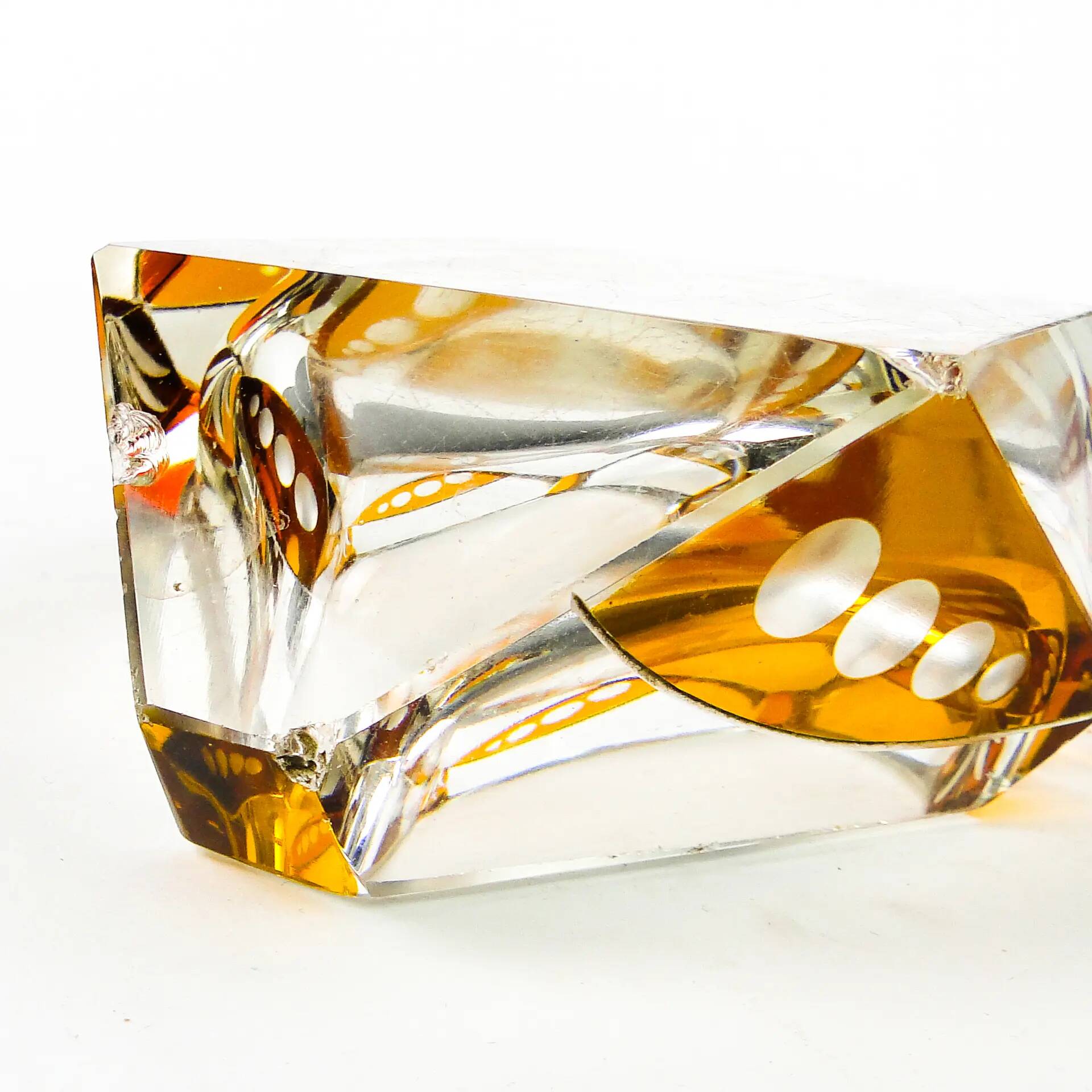 Art Deco ashtray, crystal glass, Huta Julia, Poland, 1960s