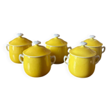 5 small fine porcelain cream pots