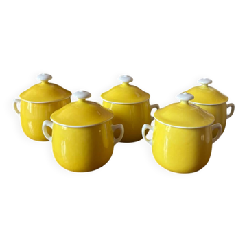 5 small fine porcelain cream pots