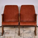 Vintage Czechoslovakian double cinema seats from the 1970s