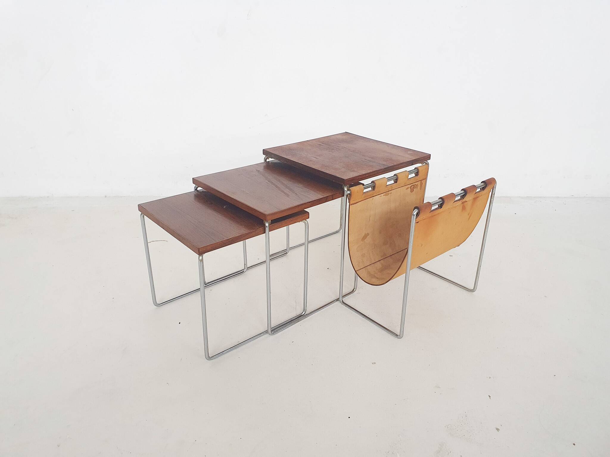 Mid-century rosewood and leather mimiset by Brabantia, The Netherlands 1950