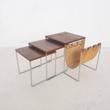 Mid-century rosewood and leather mimiset by Brabantia, The Netherlands 1950