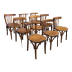 Lot de 9 chaises bistrot en bois à barreaux années 60 France