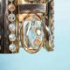Palwa mid-century suspended chandelier in crystal, glass and brass.