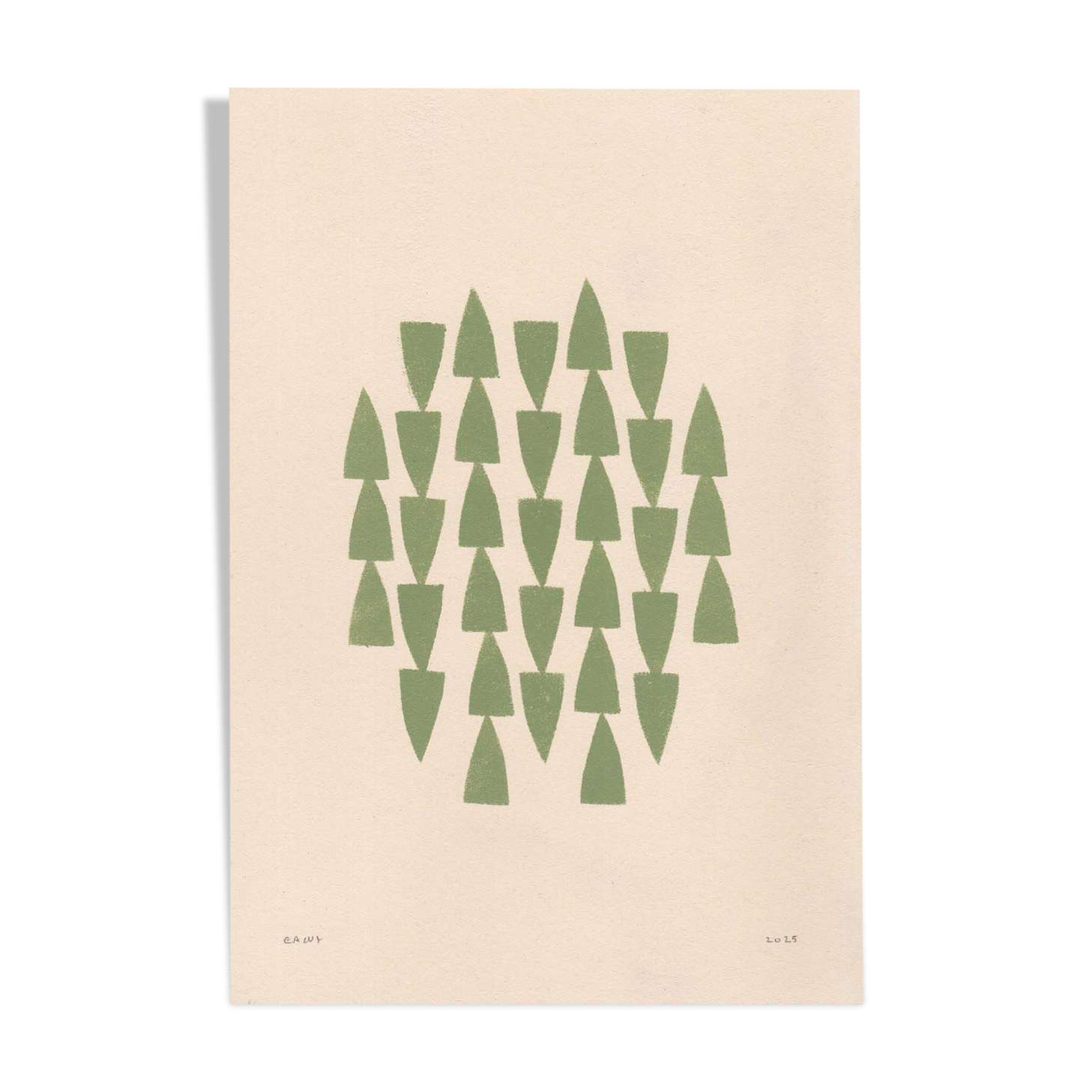 Abstract painting on green B281 paper signed eawy