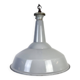 Large Industrial British Grey Enamel Factory Pendant Lamp from Benjamin, 19