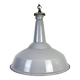 Large Industrial British Grey Enamel Factory Pendant Lamp from Benjamin, 19