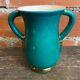 Vintage Green & Gold Ceramic ARC Vase Made in France #D777