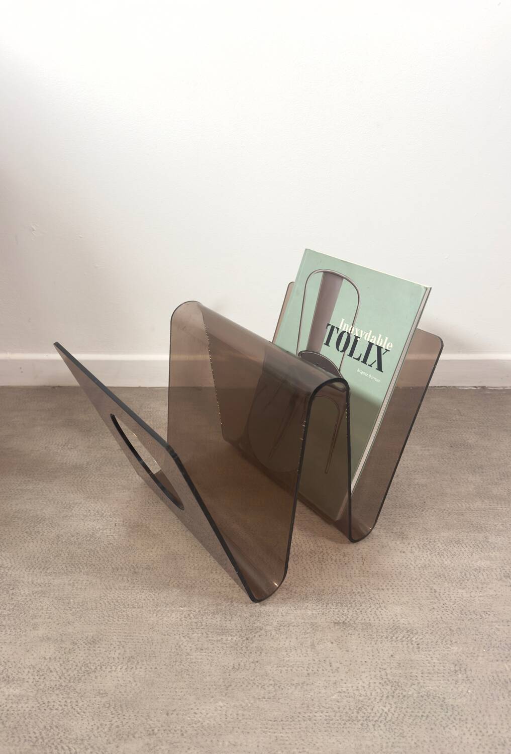 Michel Dumas smoked plexiglass magazine rack