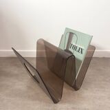 Michel Dumas smoked plexiglass magazine rack