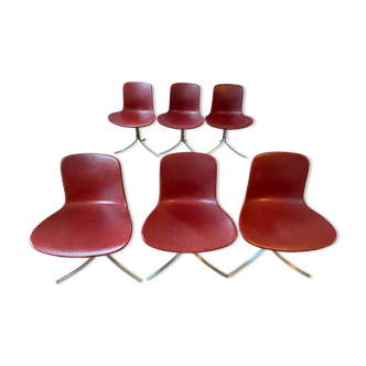 6 Chaises Modèle PK-9 de Poul Kjaerholm pour Fritz Hansen