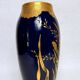 Lucien Michelaud, Limoges, large blue porcelain vase from the kiln with iris decoration.