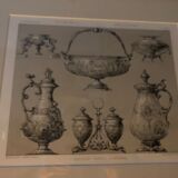 Paire de Gravures anciennes avec cadre doré feuille d'acanthe
