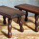 Pair of vintage solid turned wood footstools