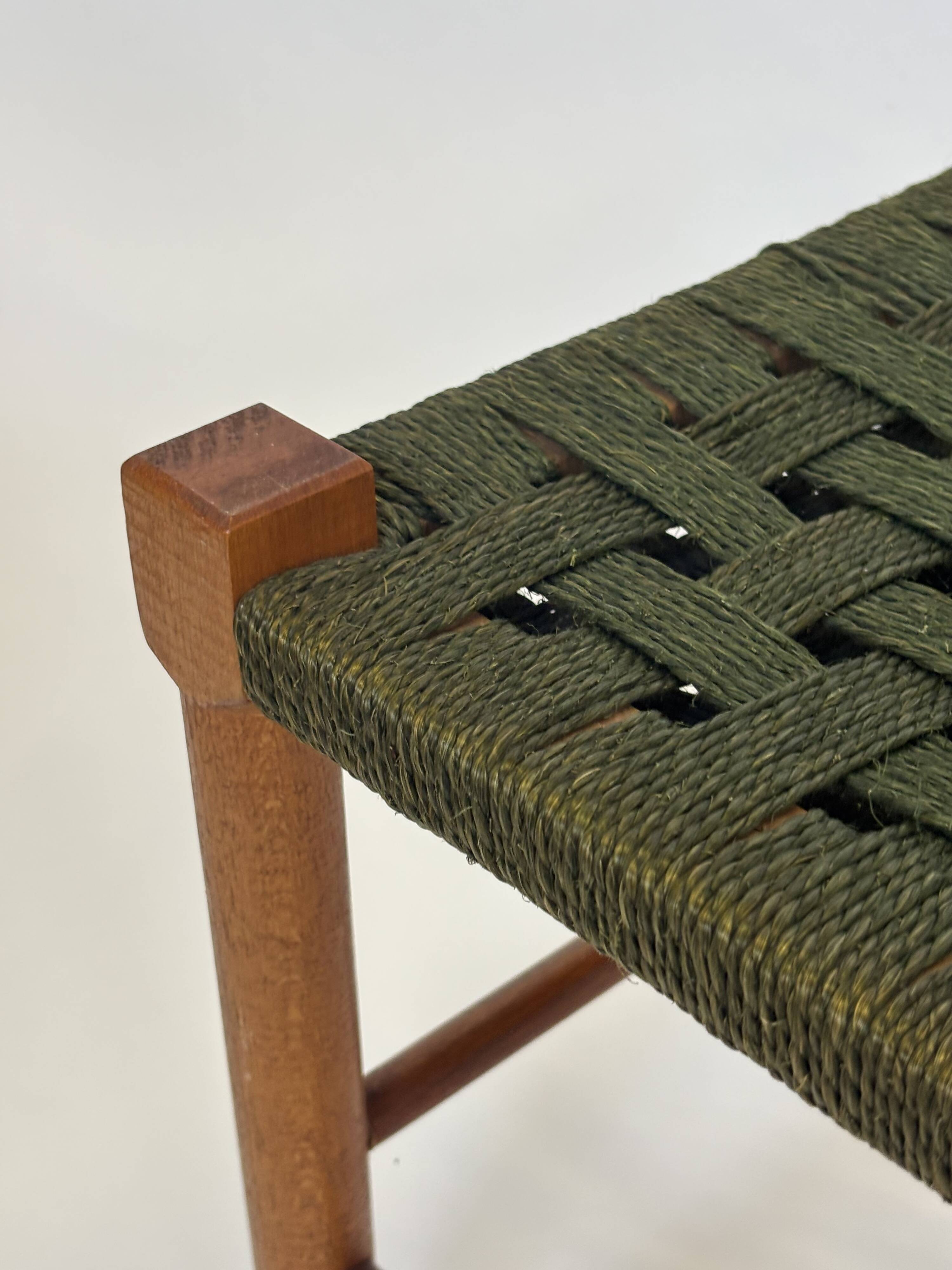 Vintage Stool Danish Papercord Rope Stool Mid Century