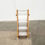 Postmodern CD storage unit in wood, metal, and plastic by Ezech, 1980s.