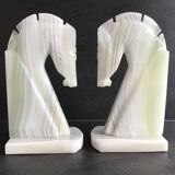 Pair of onyx horse head bookends