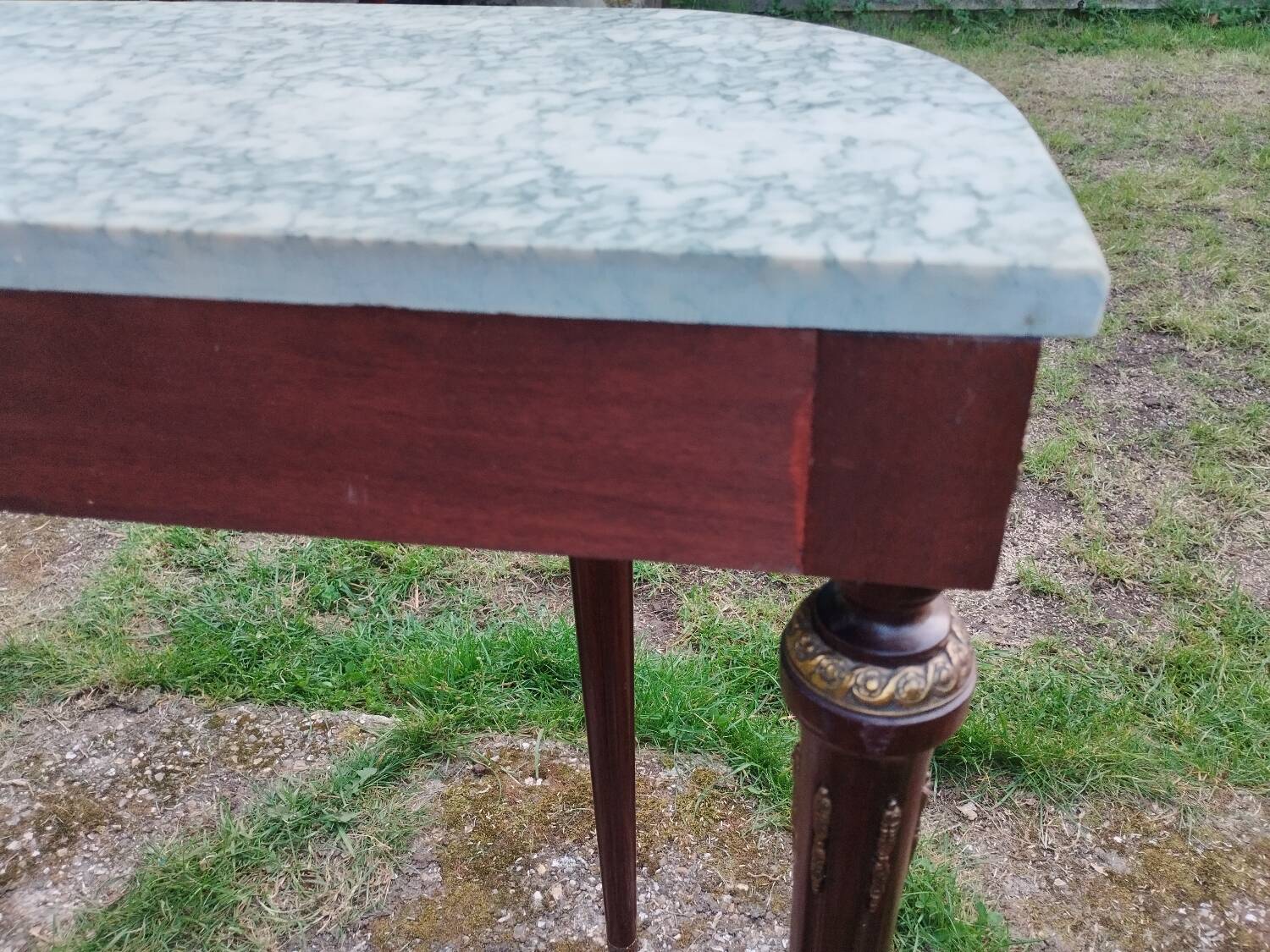 Console ancienne style louis xvi avec plateau marbre