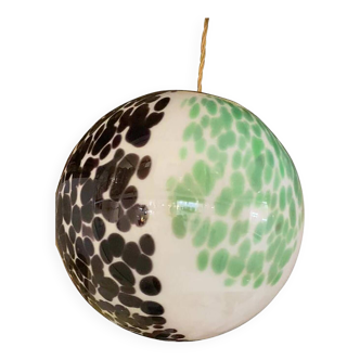 Contemporary Green and Black Murrine Sphere in Murano Glass