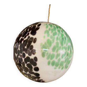 Sphère Murrine Contemporaine Verte et Noire en Verre de Murano