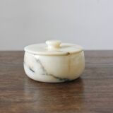 Round box in vintage beige marble
