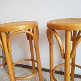 Suite of 3 bar caned vintage stools