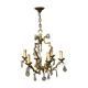 Bronze chandelier with pendants, 6 lamps.