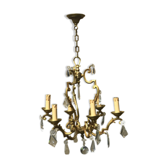 Bronze cage chandelier with tassels ,6 lamps
