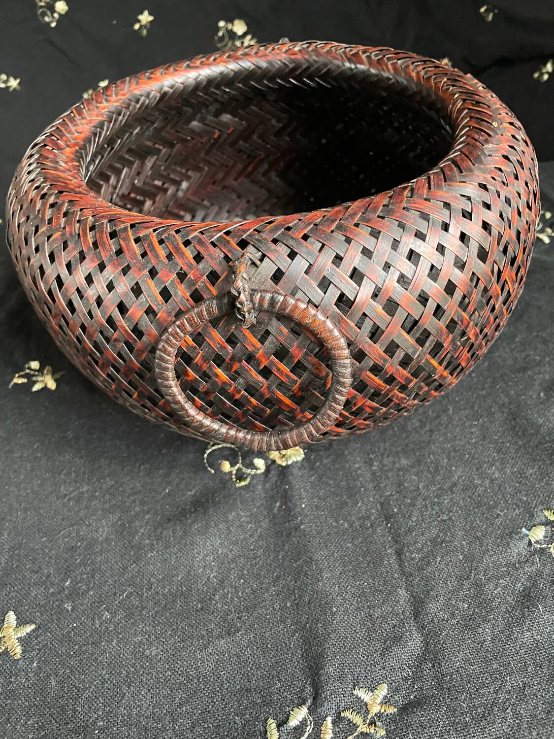 Panier cache-pot Ikebana bambou art japonais XXe siècle