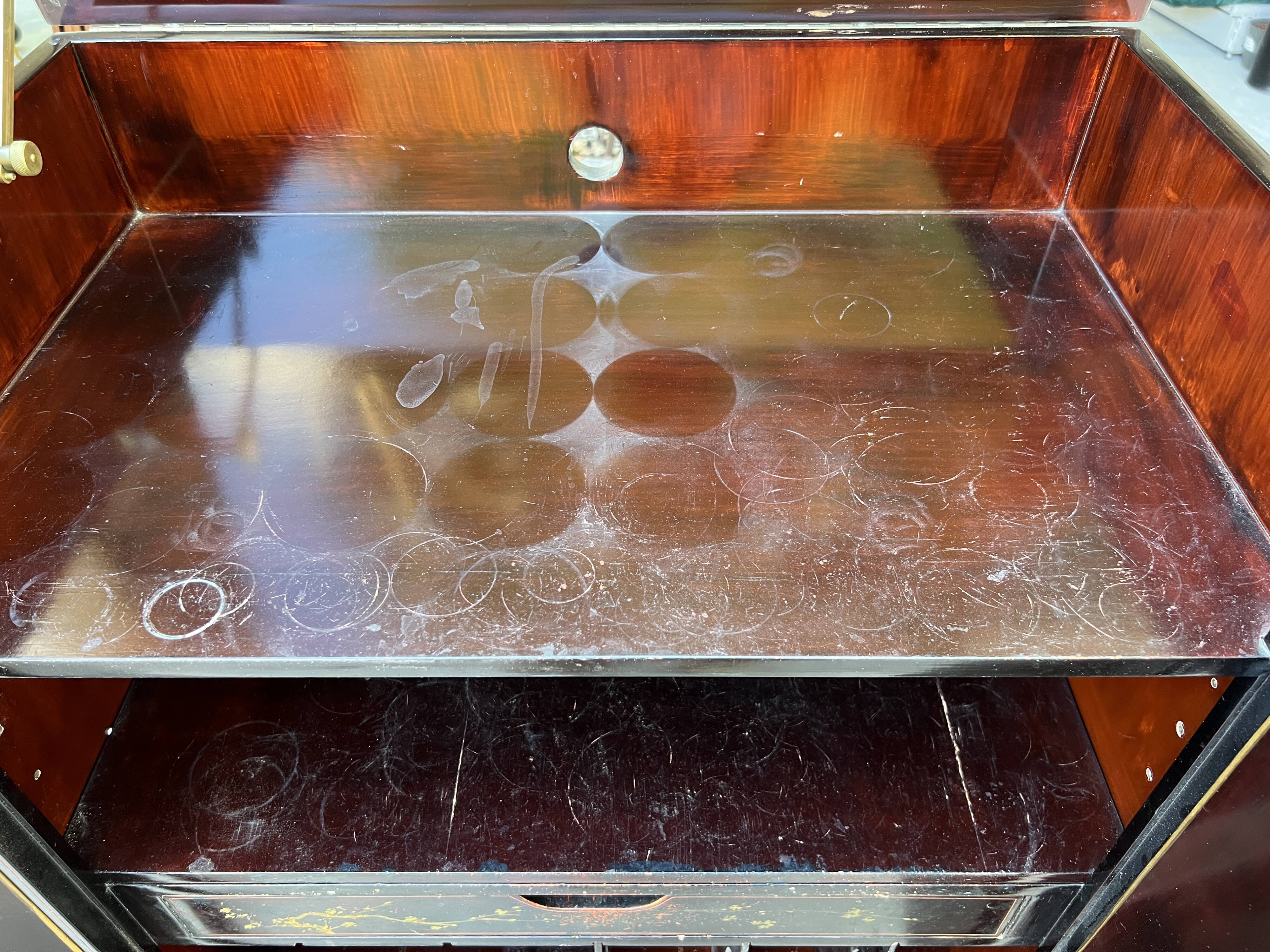 Asian turntable/vinyl cabinet in lacquered wood