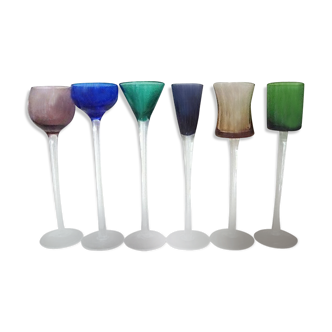 6 colorful chalices high on foot