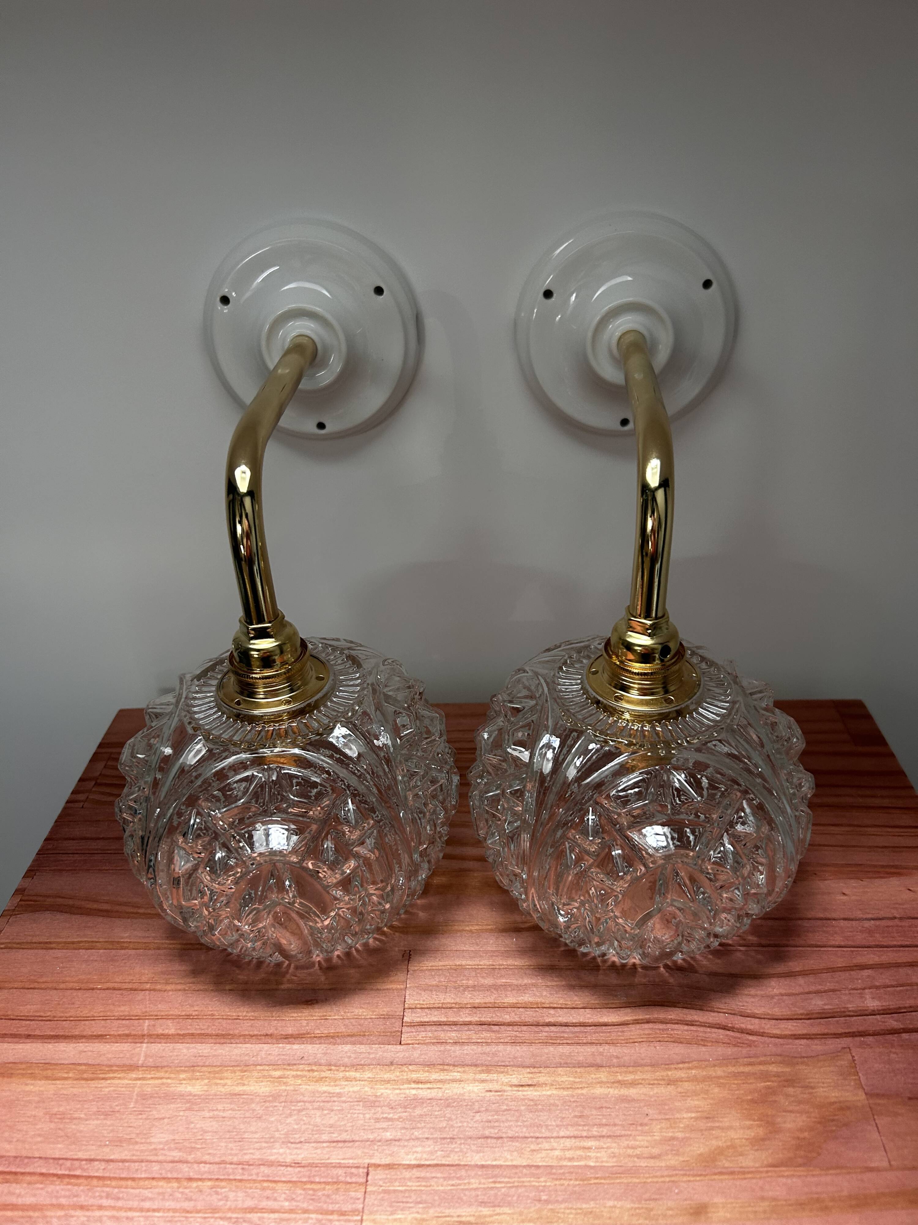 Pair of vintage globe wall lights