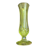 Anise green glass soliflore vase, diamond base pattern, vintage and designer