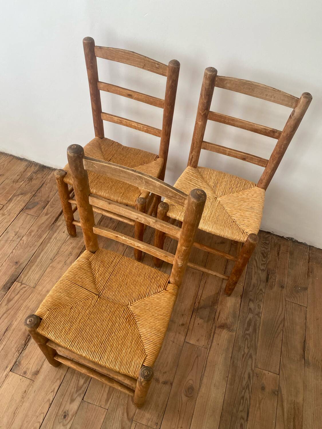 Lot de 6 chaises en orne et paille